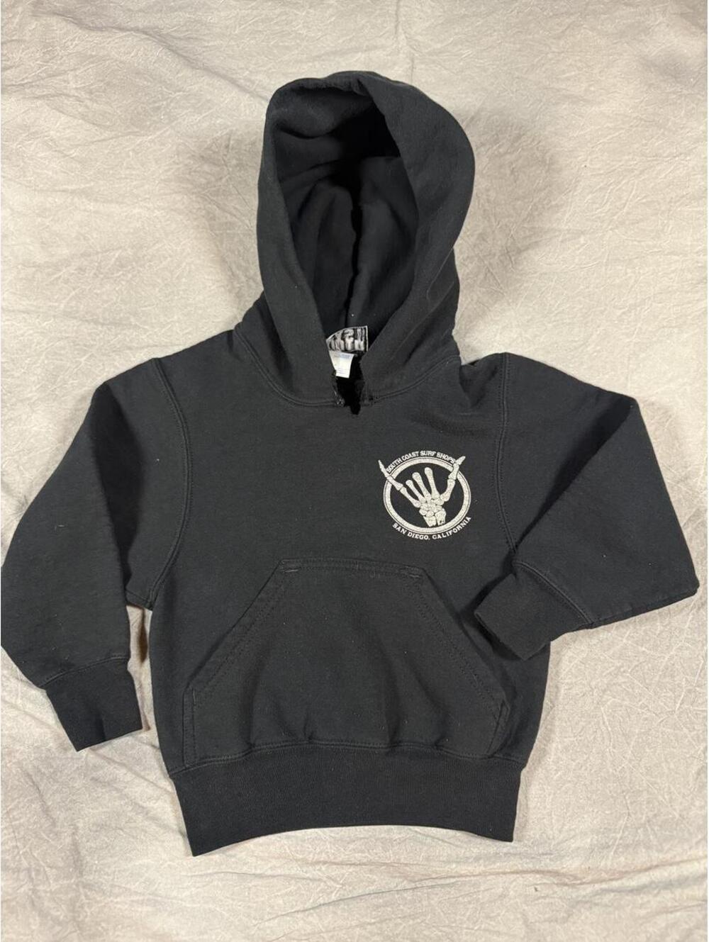South Coast Surf Shops Shaka Bones Hoodie Youth XS, San Diego Black
